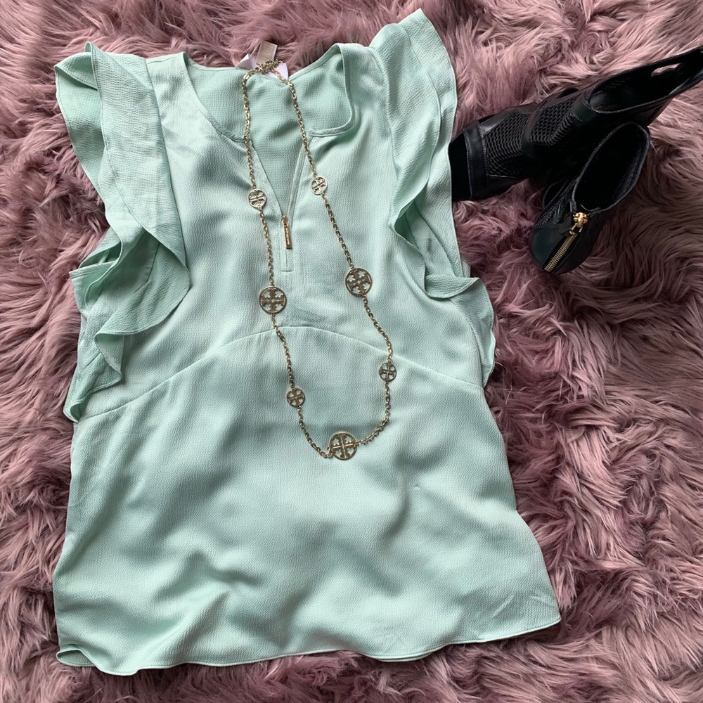MICHAEL Michael Kors Mint Green Ruffle Sleeve Blouse